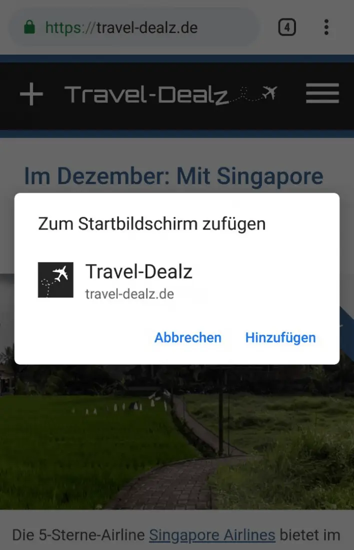 Travel Dealz PWA hinzufuegen