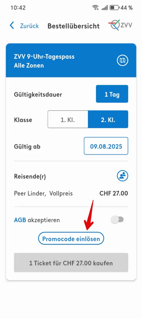 ZUVV Tageskarte 50 Schritt 3.5