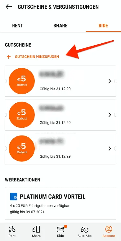 Sixt Ride Gutschein Step 3