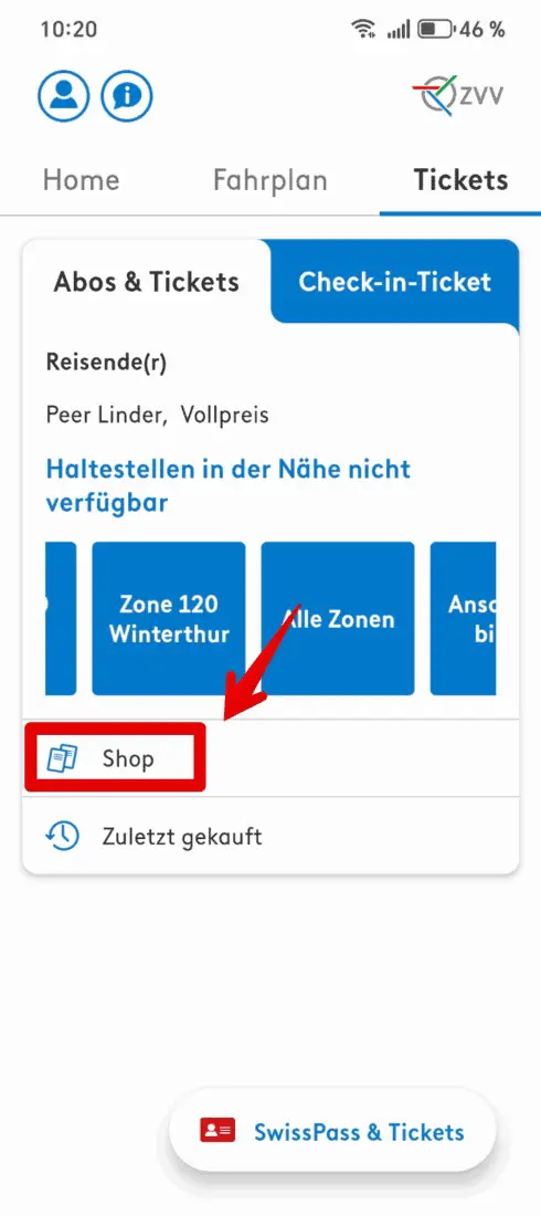 ZUVV Tageskarte 50 Schritt 1