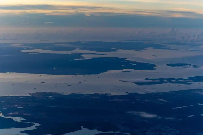 Inflight Anflug Singapur Meer