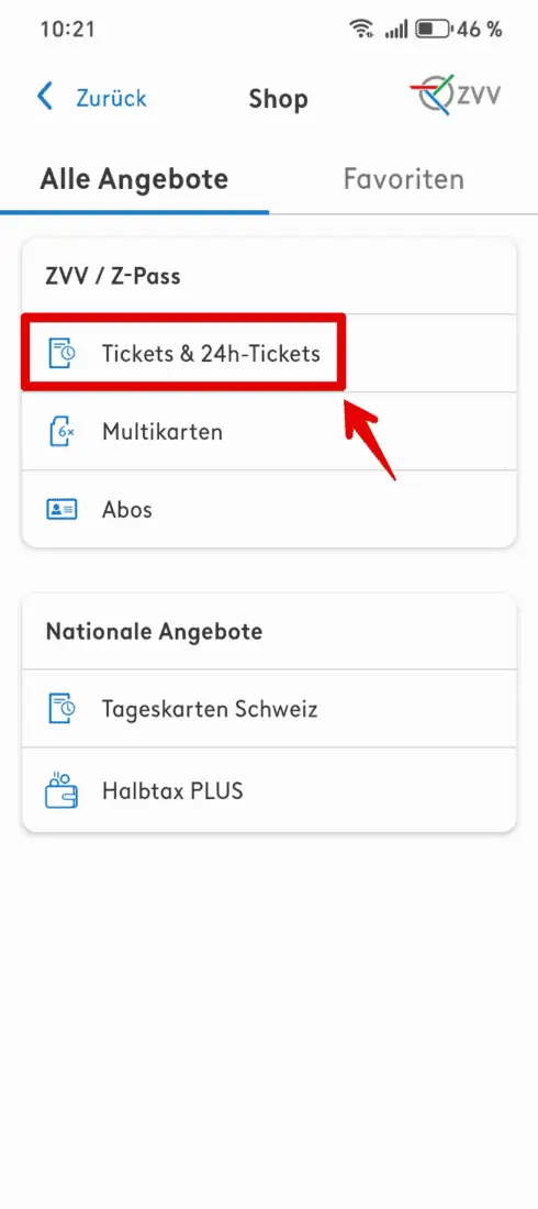 ZUVV Tageskarte 50 Schritt 2