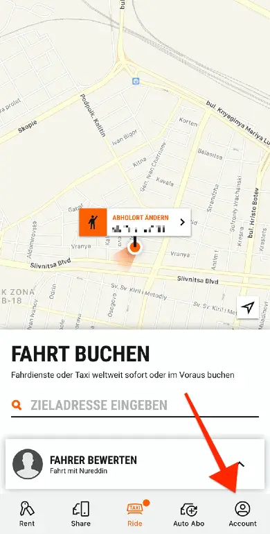 Sixt Ride Gutschein Step 1