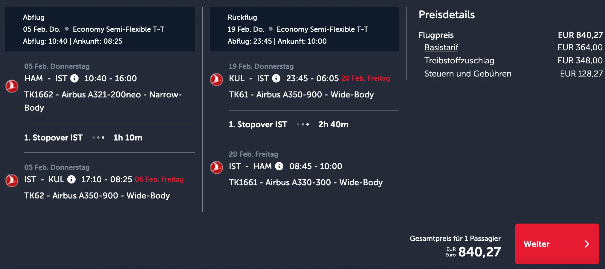 TK HAM KUL Normalpreis