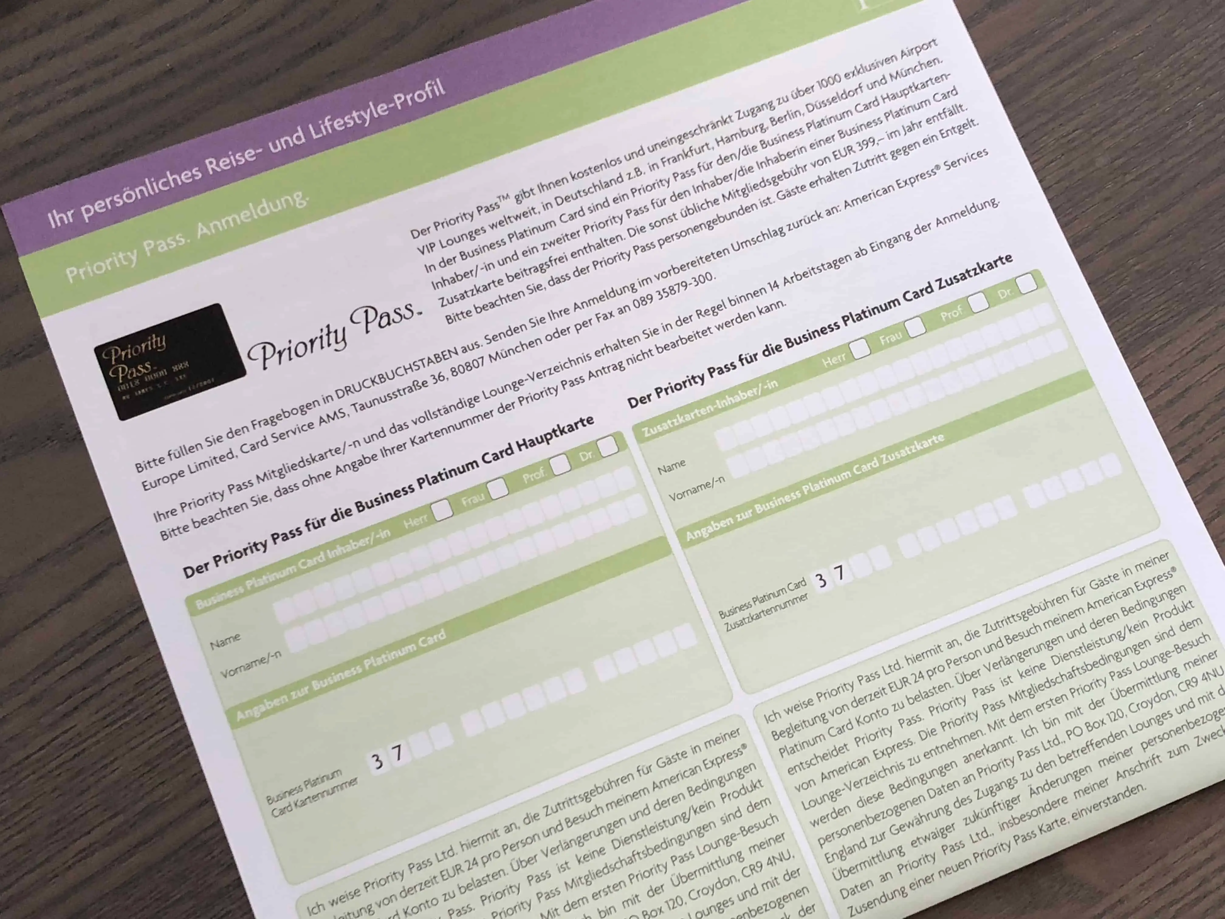 American Express Platinum Card Priority Pass Antrag