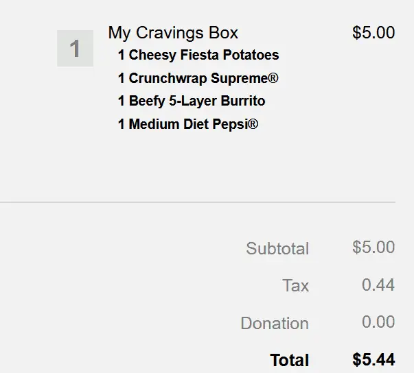 Taco Bell NYC Receipt