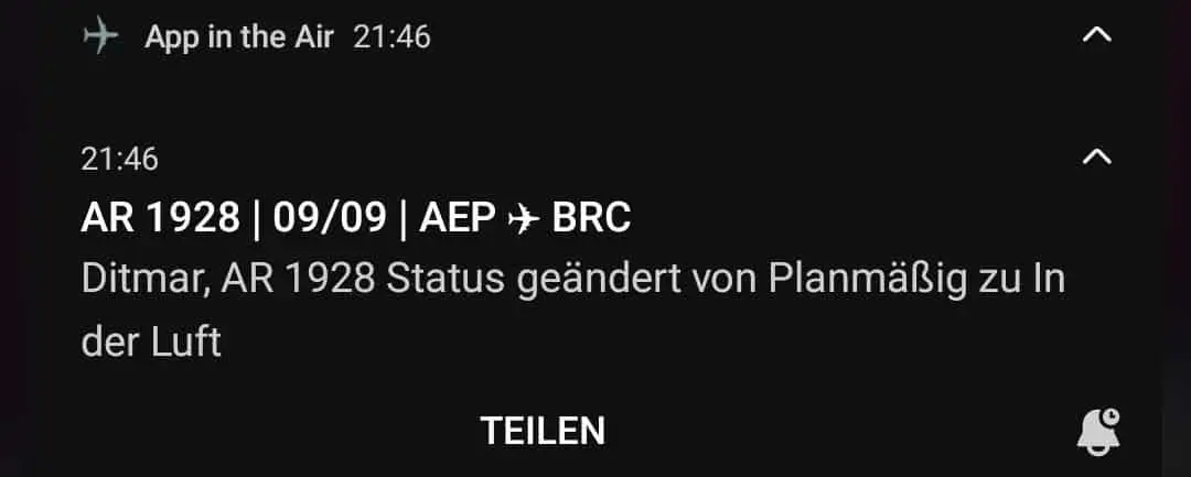 App in the Air Abfluginfo