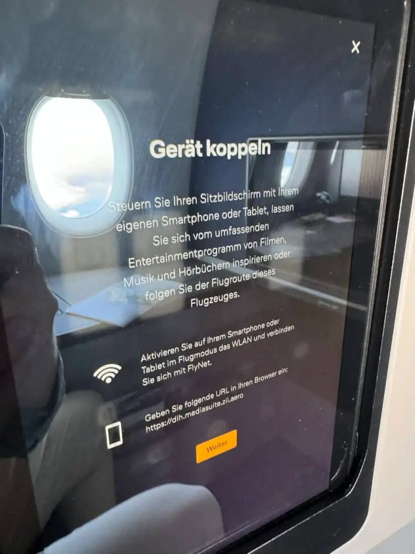 Lufthansa Allegris Business IFE Geraet koppeln