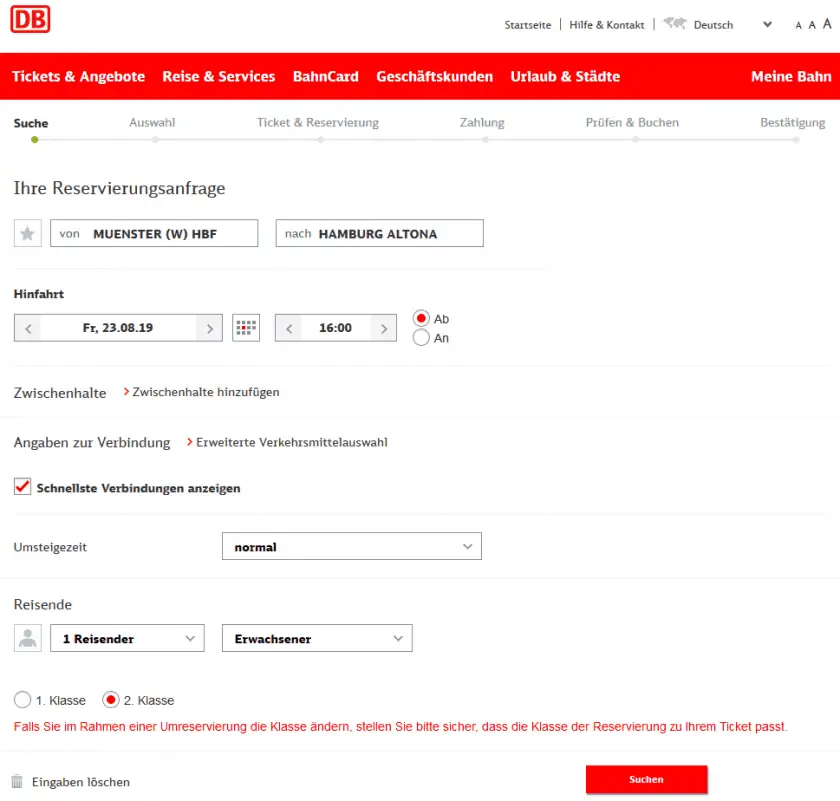 bahn reservierung umtauschen III