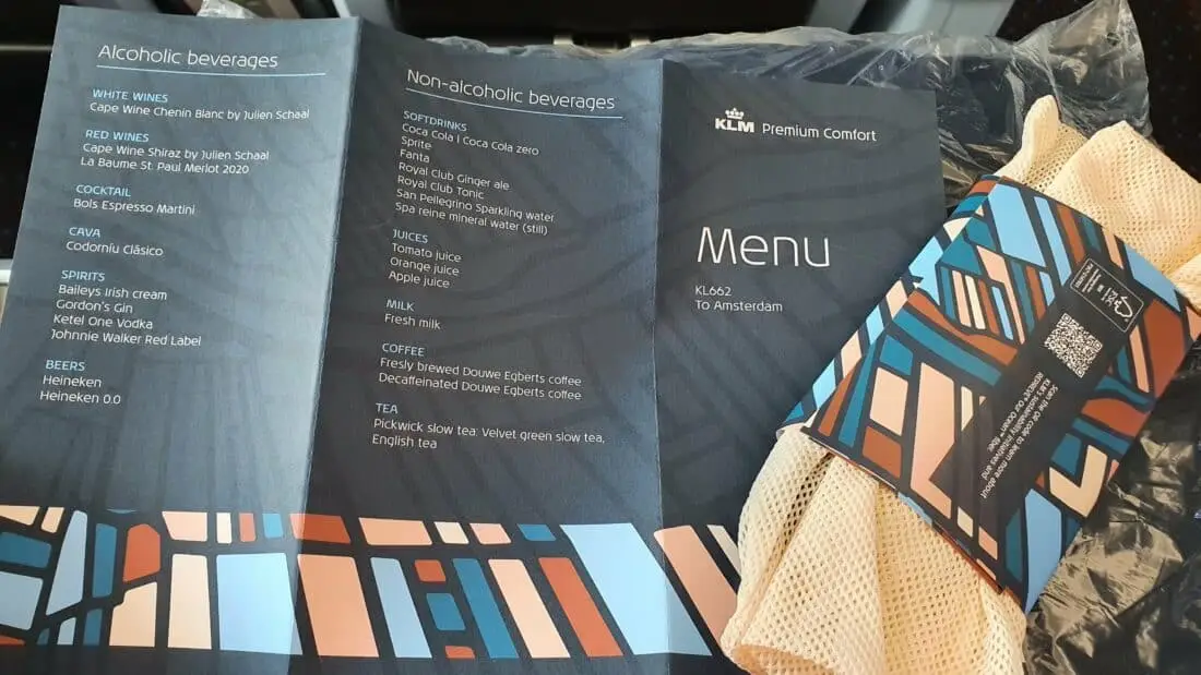klm premium drink menu