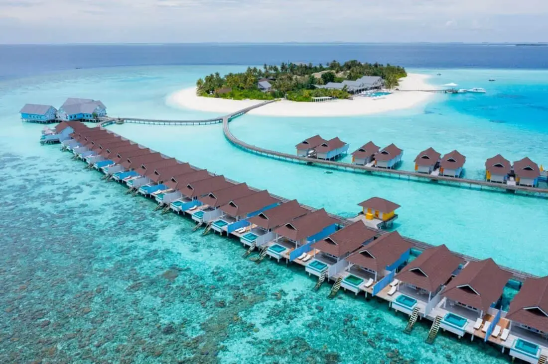 ocean overwater villa aerial