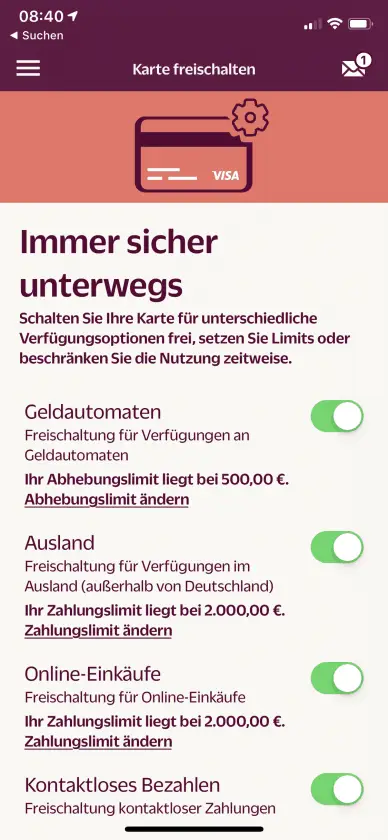 Hanseatic Bank App Limits