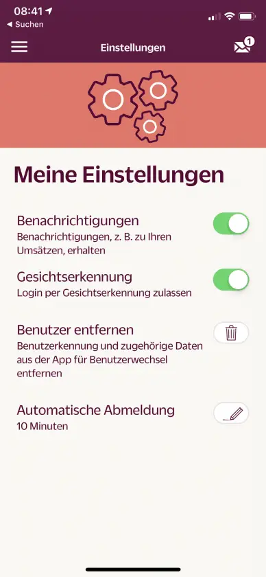 Hanseatic Bank App Einstellungen