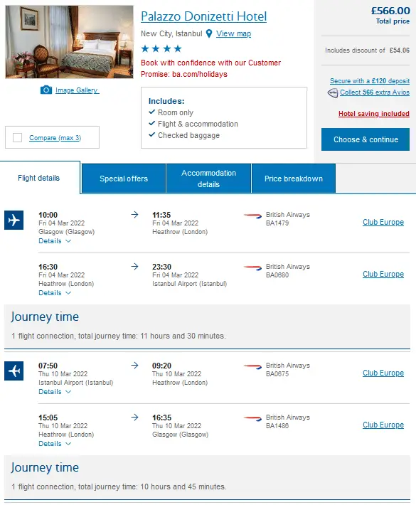 BA Flight and Hotel IST