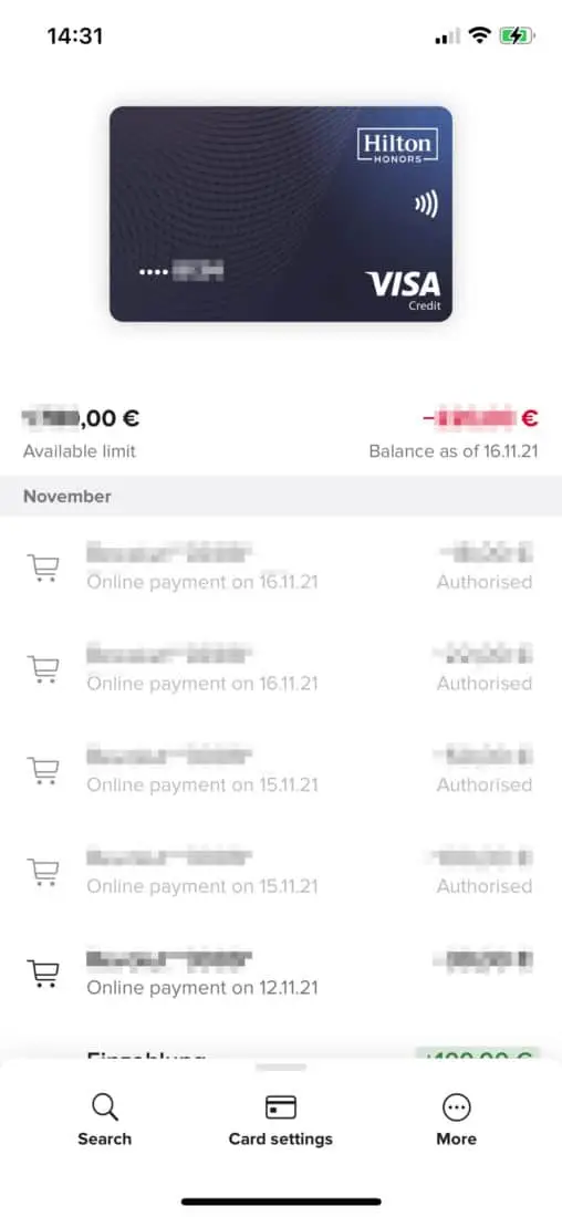 DKB Hilton Honors Kreditkarte iOS App Homescreen